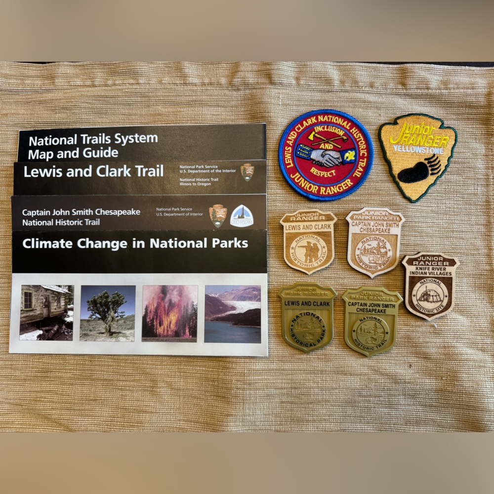 Set of Lewis and Clark related Junior Ranger badges and brochures